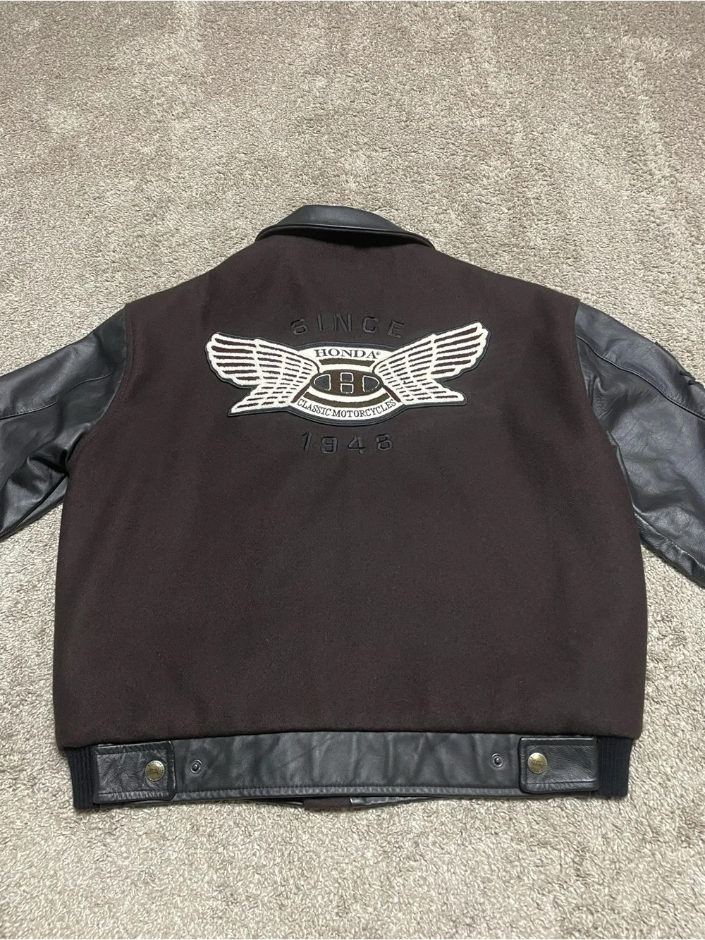 Vintage Honda Motorcycles Wool/Leather Varsity Jacket Men’s Large